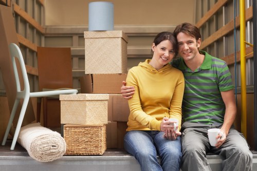 Careful packing of office equipment for a commercial move